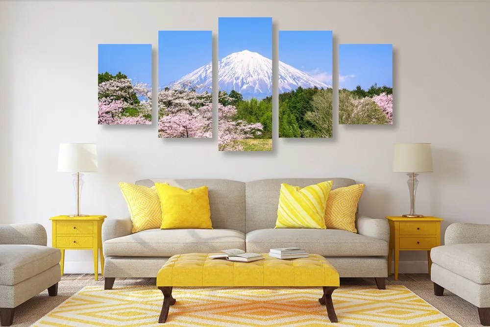 Quadri 5 pezzi – Vulcano Fuji