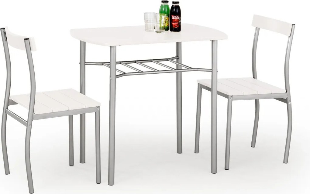 Set tavolo Lance + 2 sedie bianco