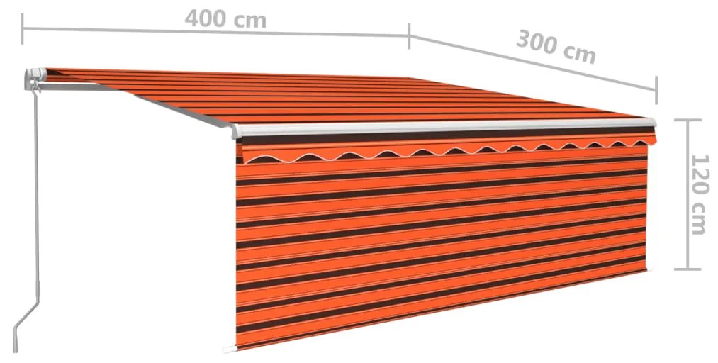 Tenda Sole Retrattile Manuale Parasole LED 4x3m Arancio Marrone