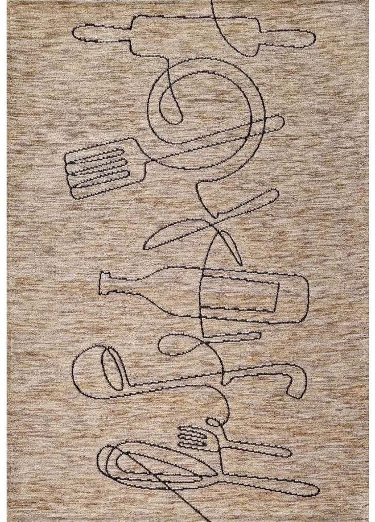 Passatoia Cucina Antiscivolo Monolì Beige – Tappeto in Ciniglia Lavabile con Decoro Monolinea