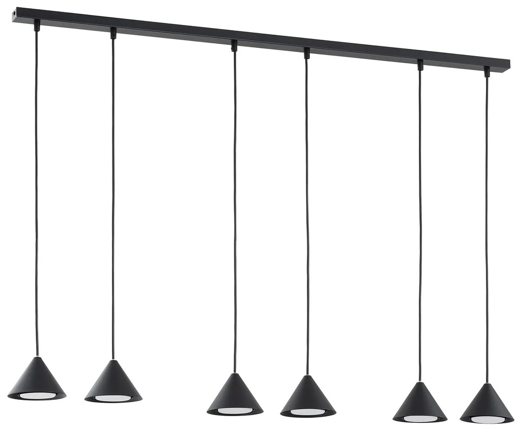Sospensione Minimal Skadi 6 Luci In Acciaio Nero