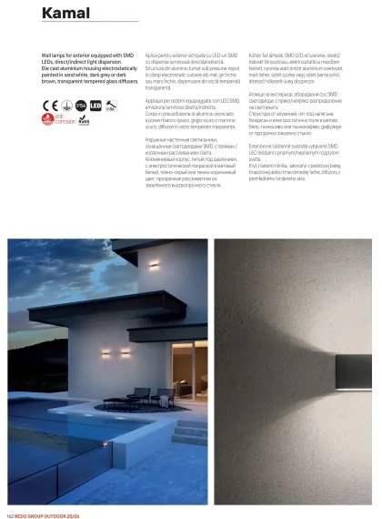 Redo 90375 - Applique LED da esterno KAMAL LED/6W/230V 3000K IP54 bianca