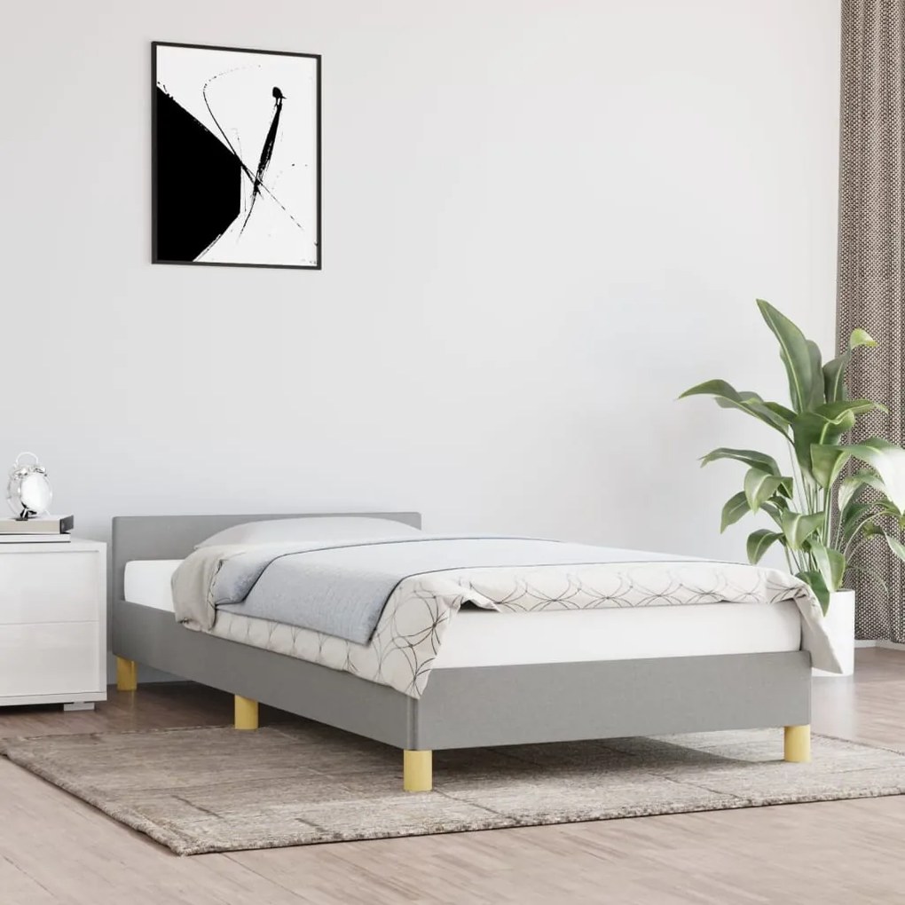 Giroletto Senza Materasso Grigio Chiaro 90x190 Cm Tessuto /