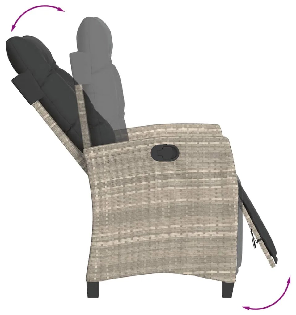 Set pranzo da giardino 5pz con cuscini grigio chiaro polyrattan