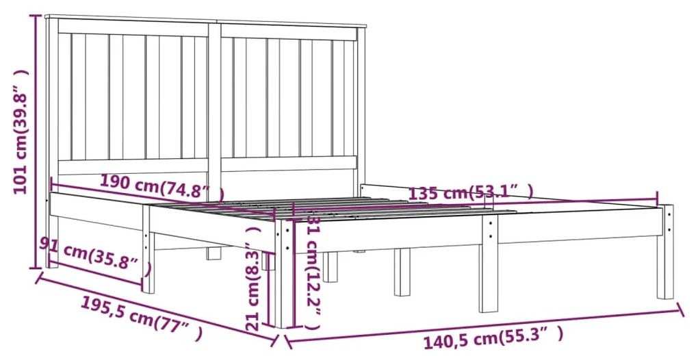 Giroletto in Legno Massello 135x190 cm Small Double