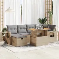 Set Divano da Giardino 8 pz con Cuscini Beige Polyrattan Acacia 3328032