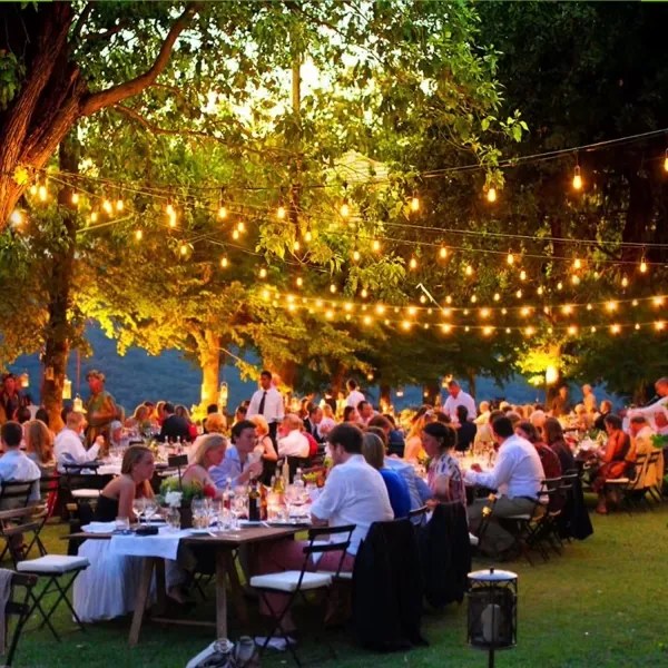 Catena decorativa LED esterna 15xE27/1W/230V 15 m IP65 nero