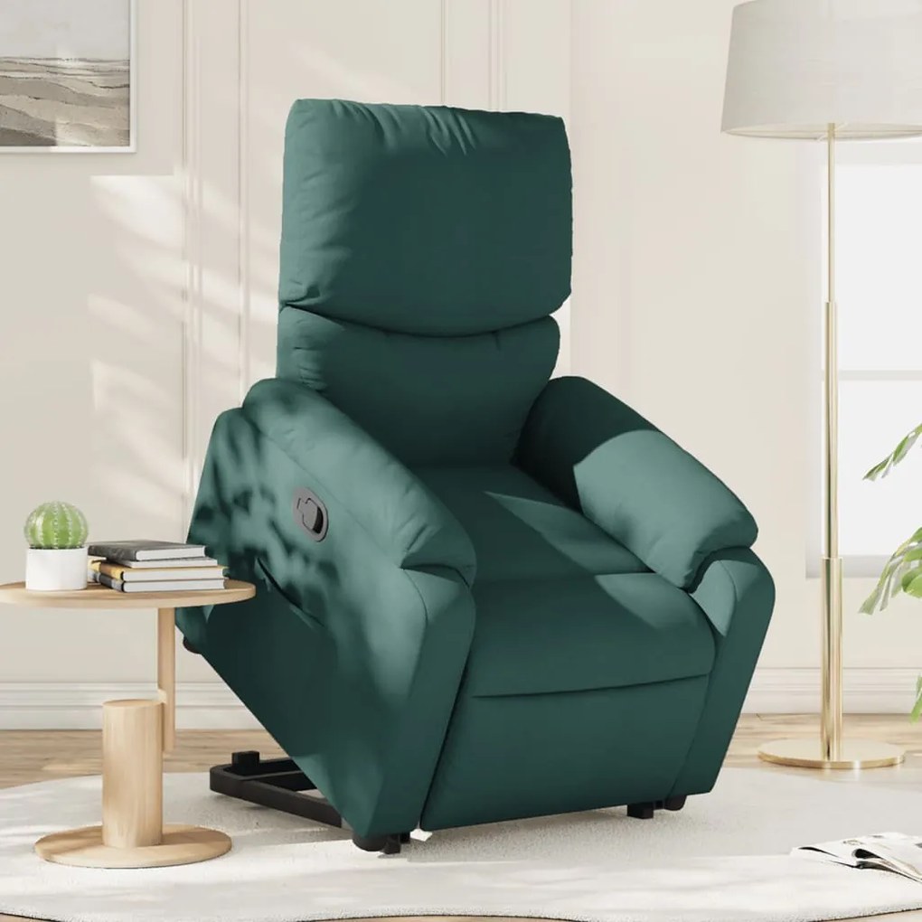 Poltrona Alzapersona Reclinabile Verde Scuro İn Tessuto /