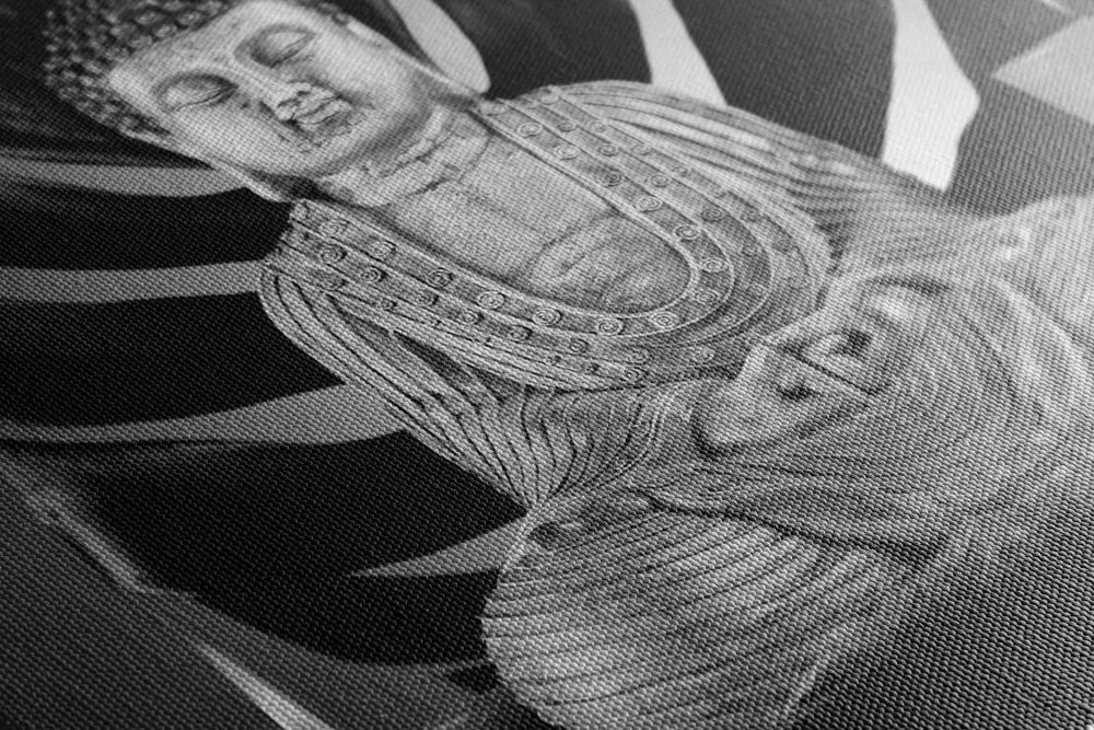 Stampa su tela – Buddha con natura morta rilassante in bianco e nero