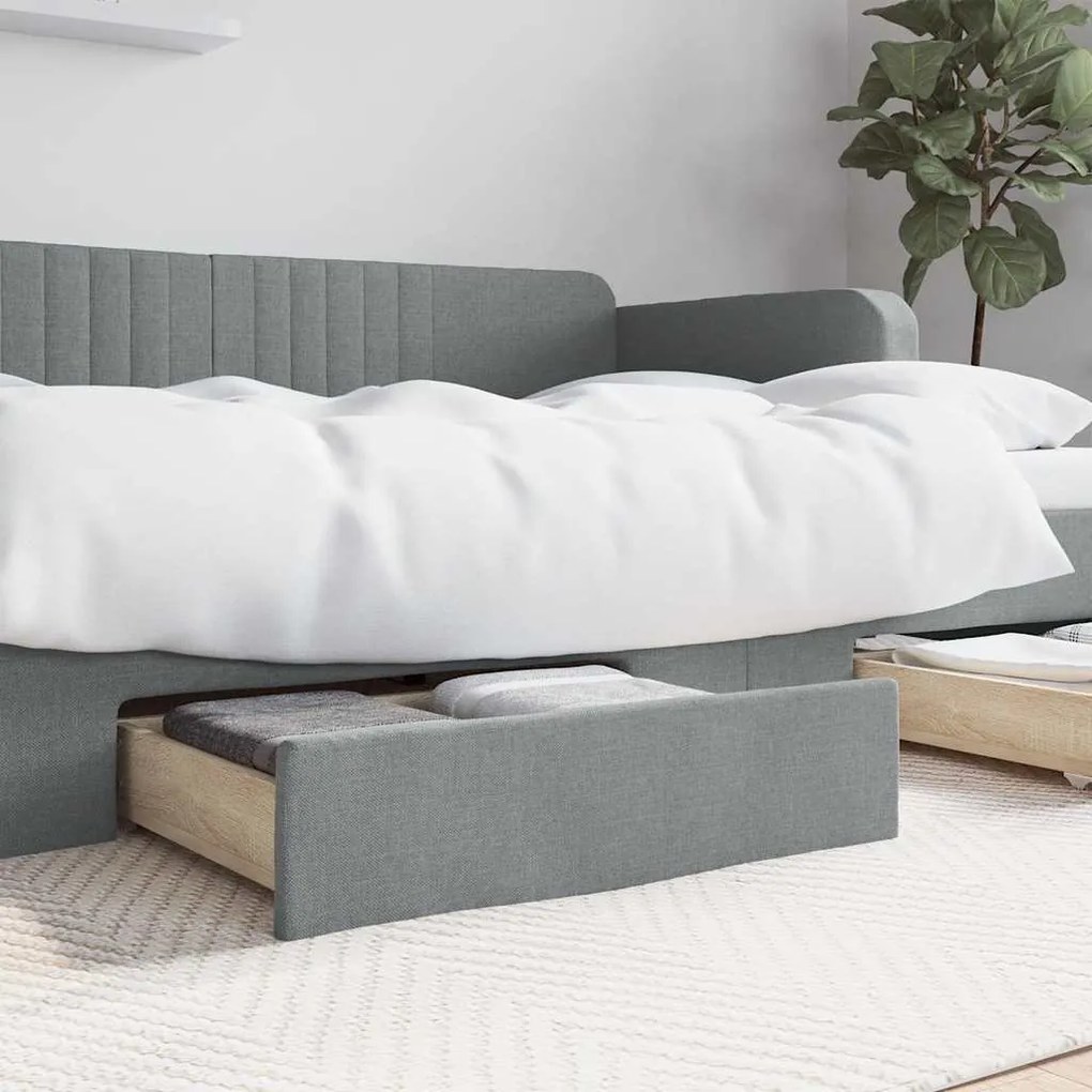 Cassetti Per Letto 2pz Grigio Chiaro İn Truciolato E Tessuto /