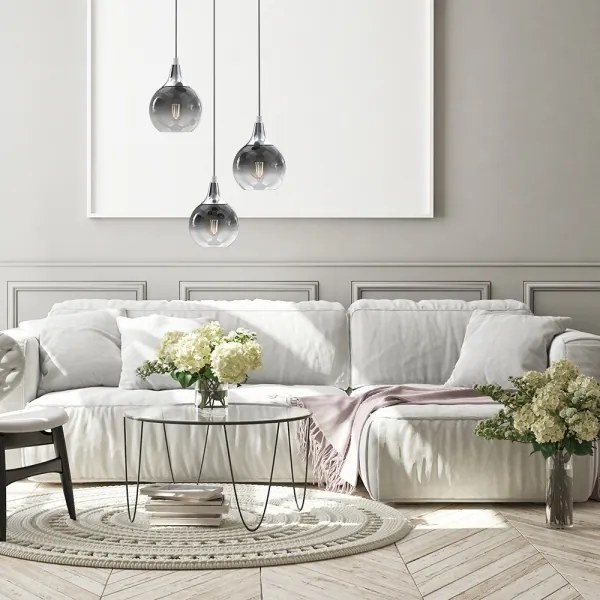 Lampadario a sospensione con filo MONTE 3xE27/60W/230V cromo opaco