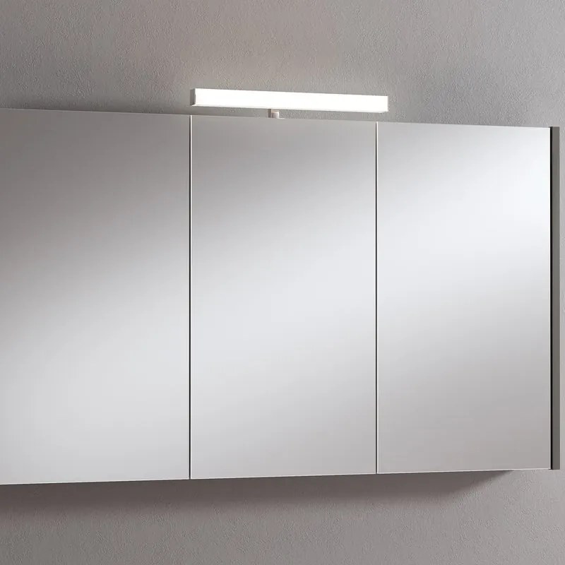 Pensile con luce Akira laccato lucido grigio L 120 x H 70 x P 15.5 cm
