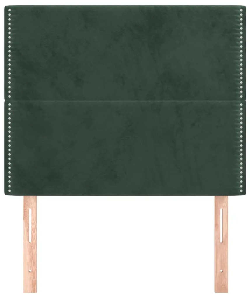 Testiera 2 pz verde scuro 90x5x78/88 cm in velluto