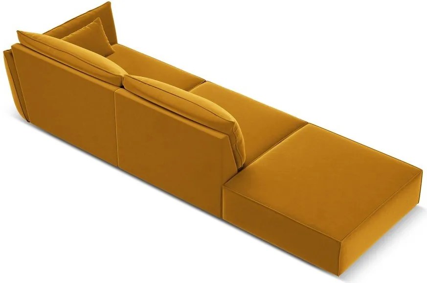 Divano color senape con penisola a destra con rivestimento in velluto 264 cm Vanda – Mazzini Sofas
