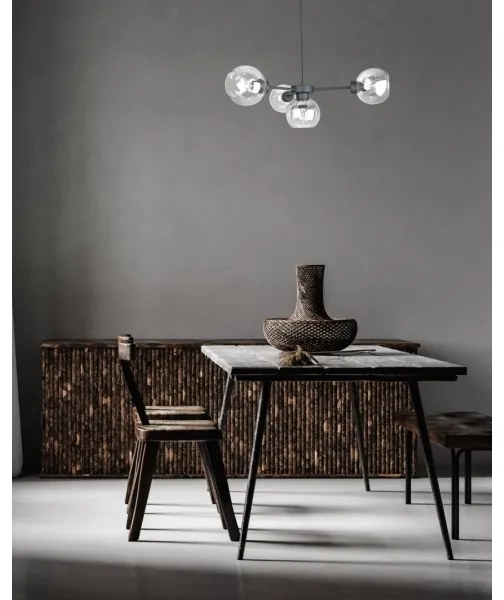 Lampadario a sospensione con filo KALIOPE 4xE27/60W/230V nero/limpido