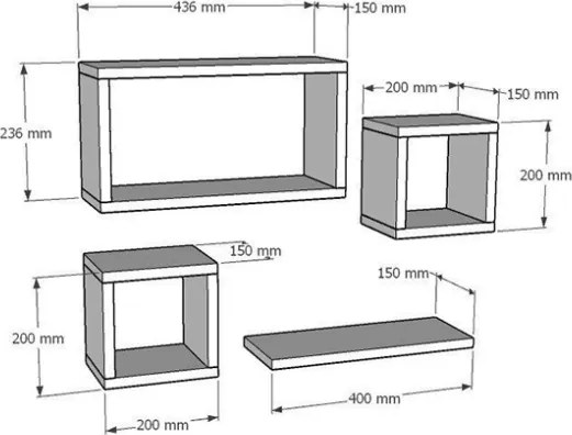 Set Di Mensole A Parete Effetto Legno Con Cubi Effetto Legno Alma