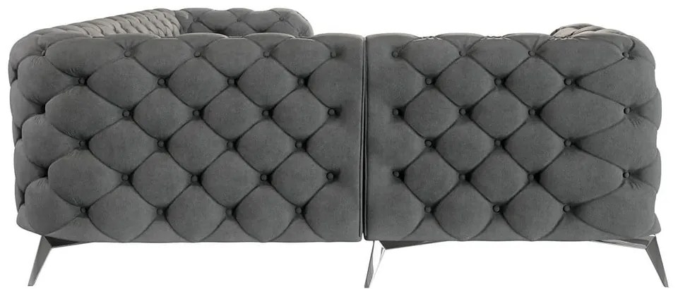 Divano angolare grigio (con penisola a sinistra/a L) con rivestimento in velluto Chelsea – Ropez