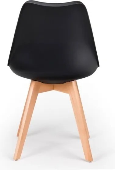 Sedia Nordica Nera Con Gambe In Legno E Cuscino Design Moderno