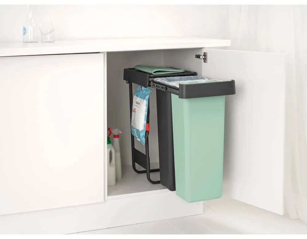 Bidone in plastica da incasso per raccolta differenziata in grigio scuro menta 60 l Sort&Go - Brabantia