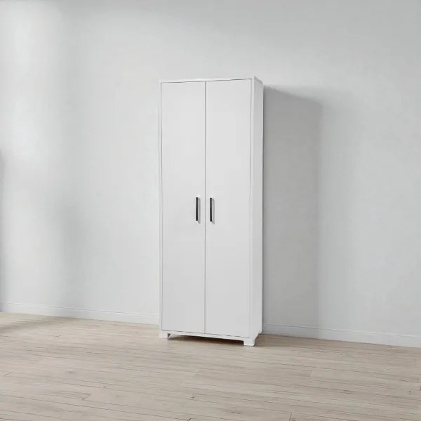Scarpiera 2 ante grande in legno con ripiani 70x189h cm Bianco Frassino