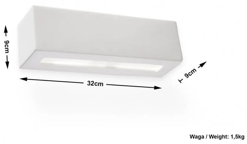 Applique da Parete in Gesso-Ceramico VEGA E27 Pitturabile da Interno Colore del corpo Pitturabile