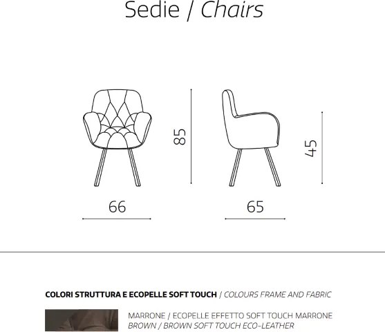 Sedia da soggiorno in ecopelle Marrone gambe metallo CELIA Set 2 pz