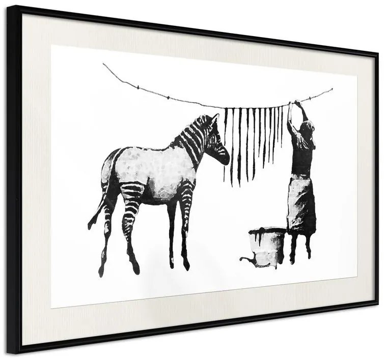 Poster  Banksy: Washing Zebra Stripes  Cornice Quadri Cornice nera con pass-partout, Larghezza x Altezza Home decor 30x20