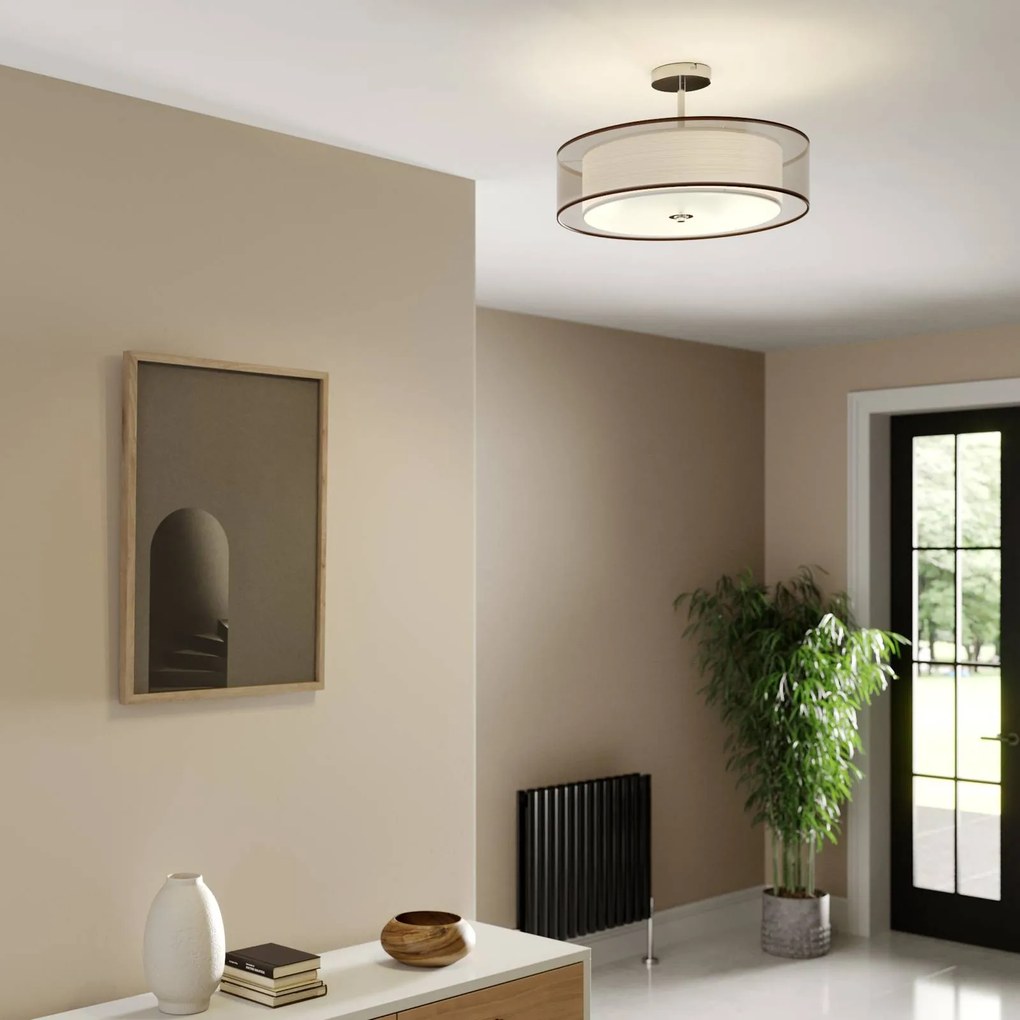 Plafoniera soffitto Pikka Lindby, dimmerabile, Marrone / Ruggine, Soggiorno / Sala da pranzo, Tessuto / Stoffa / Seta, Moderno, Plafoniera