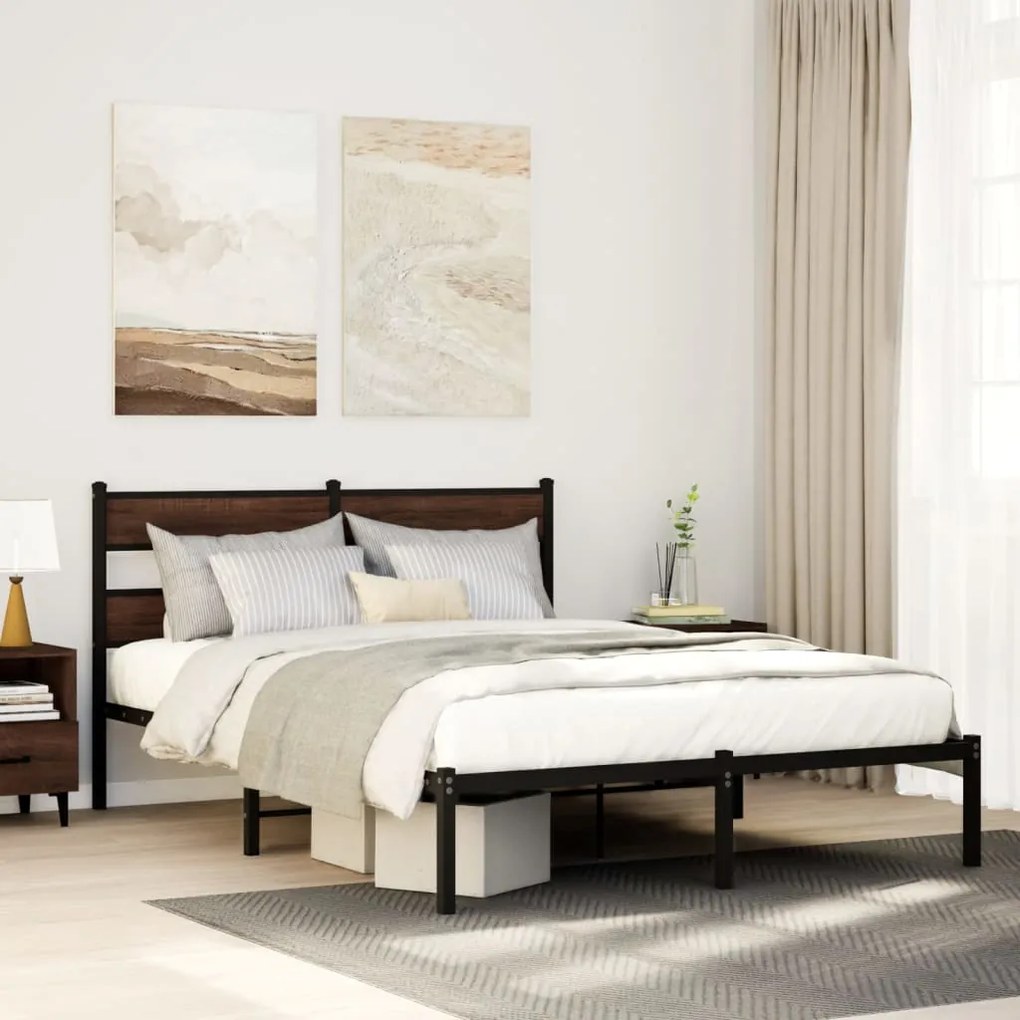 Giroletto Senza Materasso Con Testiera Rovere Marrone 160x200cm /