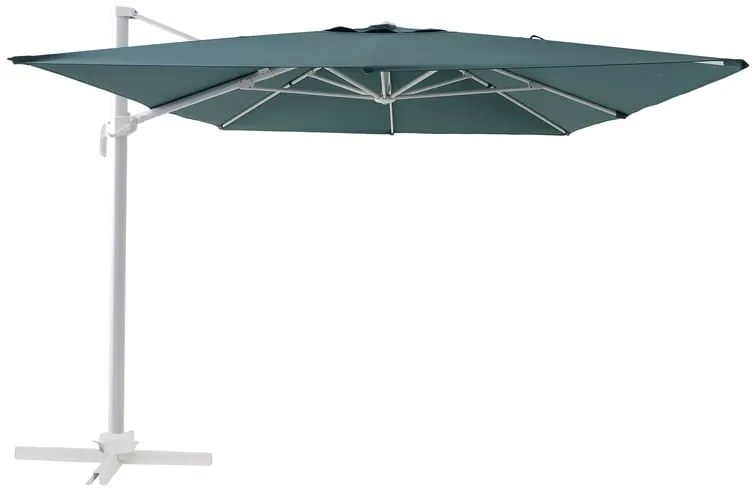 Ombrellone a palo laterale grigio AURA NATERIAL con telo rettangolare verde L 281 x P 386.5 x H 275 cm