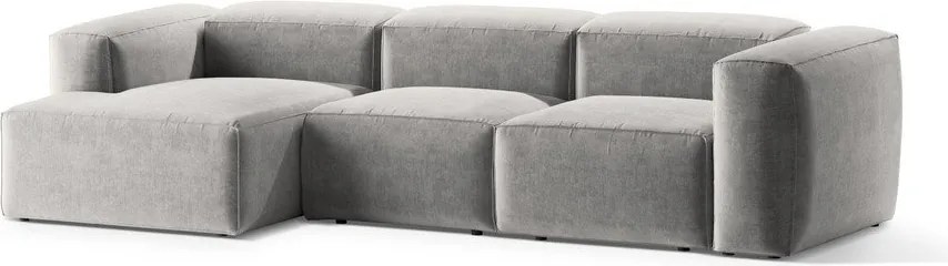 Divano angolare grigio chiaro (con penisola a sinistra/con chaise lounge) Bergamo – Cosmopolitan Design