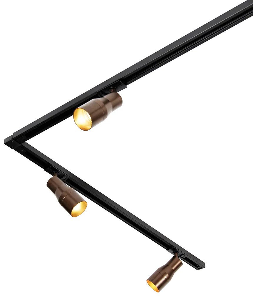 Sistema di illuminazione a binario moderno con 5 faretti bronzo scuro 1 fase - Iconic Kohua