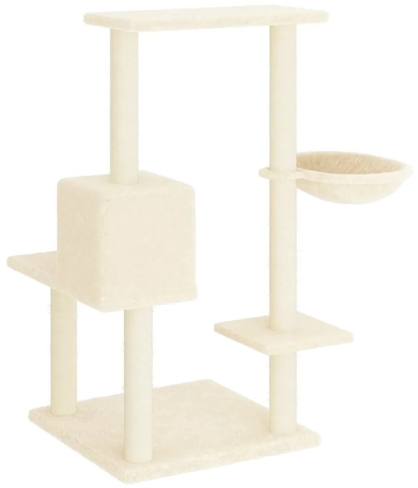 Albero per gatti con tiragraffi in sisal crema 95 cm