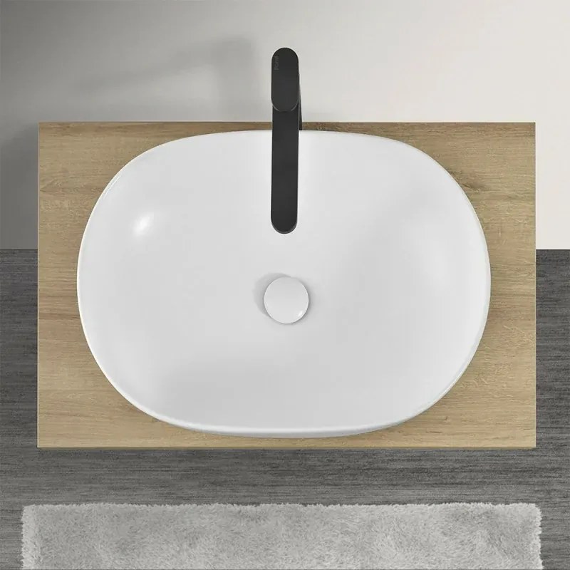Mensola porta lavabo rovere miele per lavabi da appoggio da 80 cm serie Master