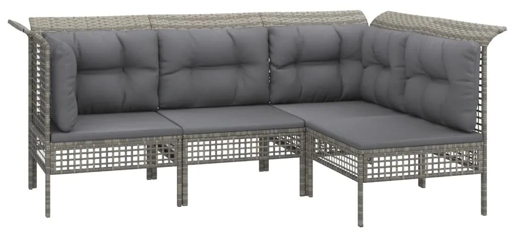 Set divani da giardino 8 pz con cuscini in polyrattan grigio