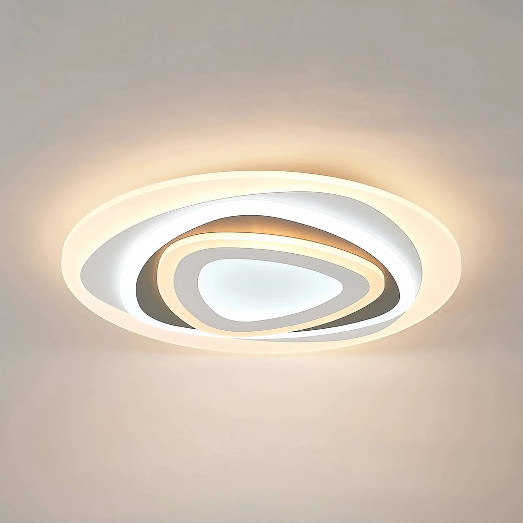 Plafoniera a LED Rebeka Lindby, dimmerabile, Bianco / Opale, Soggiorno / Sala da pranzo, Plastica, Moderno, Plafoniera LED