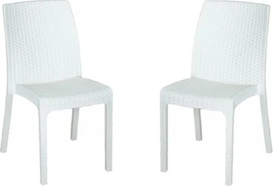 Sedia impilabile in polipropilene effetto rattan VIRGINIA Bianco set 2 pezzi