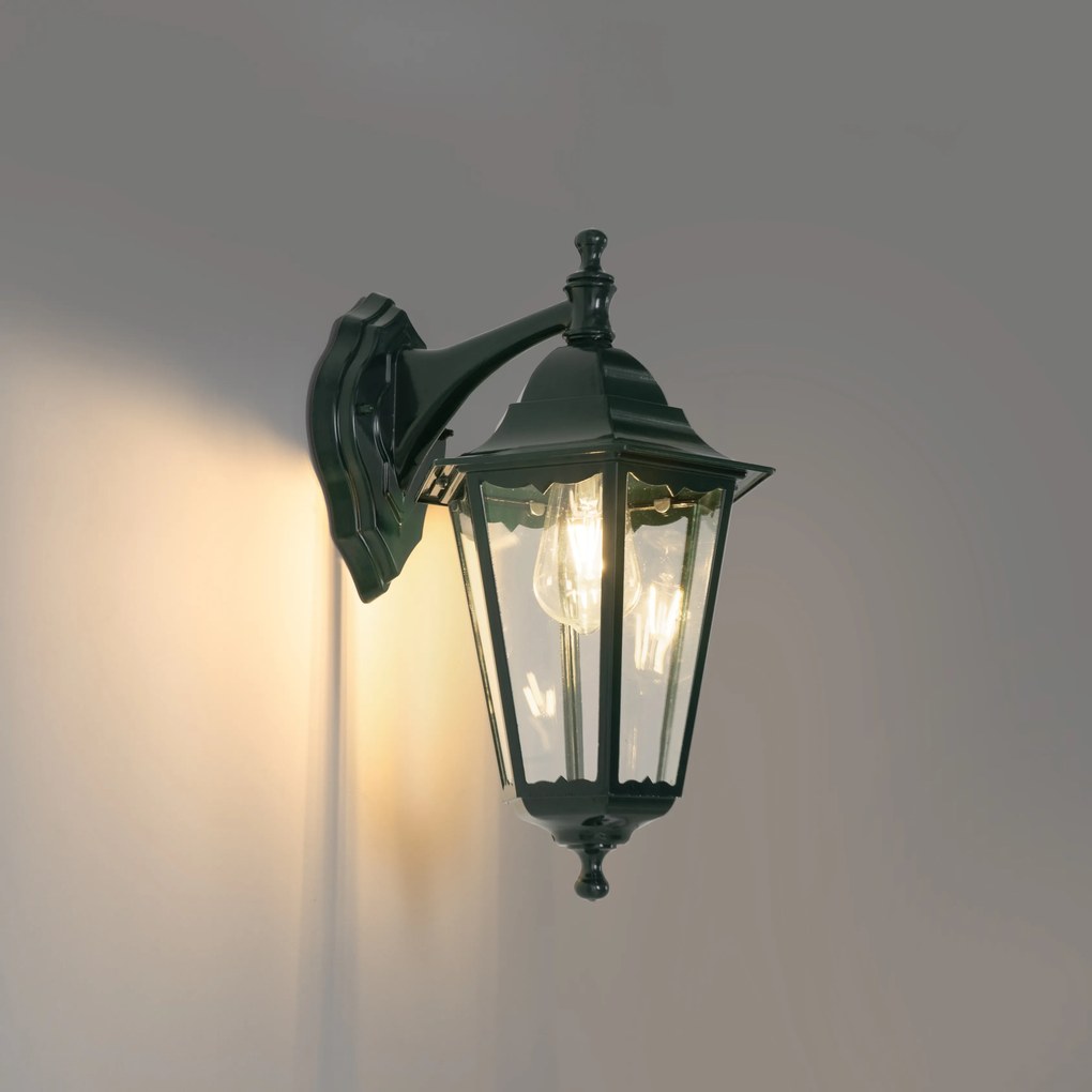 Lanterna da parete classica da esterno verde scuro IP44 - New Orleans down
