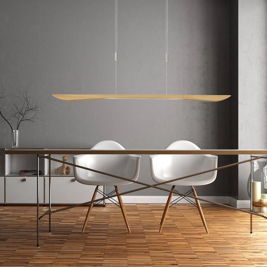 Lampada a sospensione Hiba Quitani, dimmerabile, Legno chiaro, Soggiorno / Sala da pranzo, Legno, Moderno, Lampada a sospensione