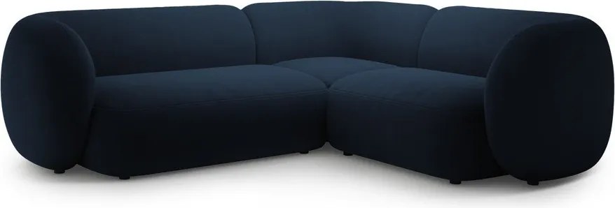 Divano angolare blu (con penisola a destra/a L) con rivestimento in velluto Kate – Micadoni