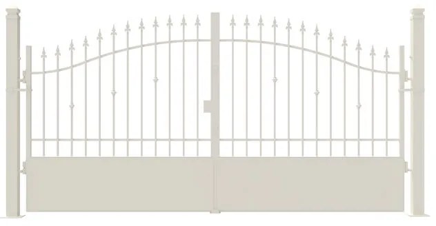 Cancello manuale con serratura elettrica Civetta in ferro, apertura centrale, L 358.5, H 150-180 cm, di colore bianco