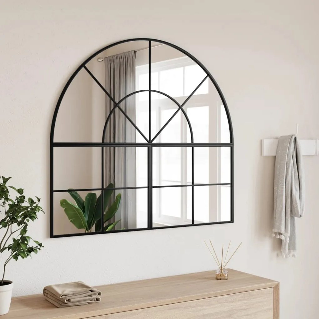 Specchio Da Parete Nero 100x90 Cm Arco İn Ferro /