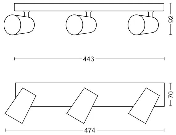 Philips 50573/48/PN - Faretto LED MYLIVING PAISLEY 3xGU10/5,5W/230V