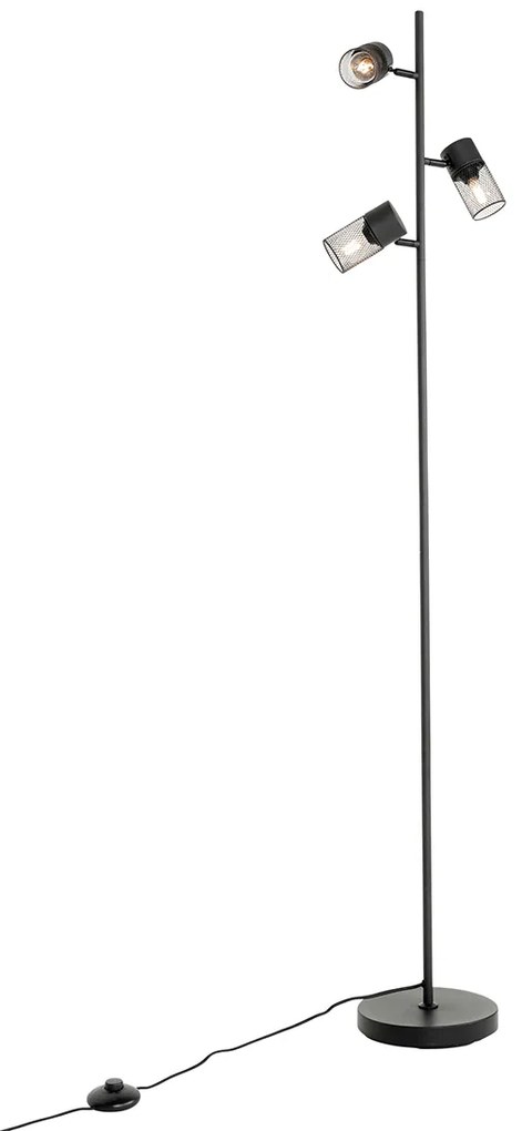 Lampada da terra industriale nera 3 luci - Jim