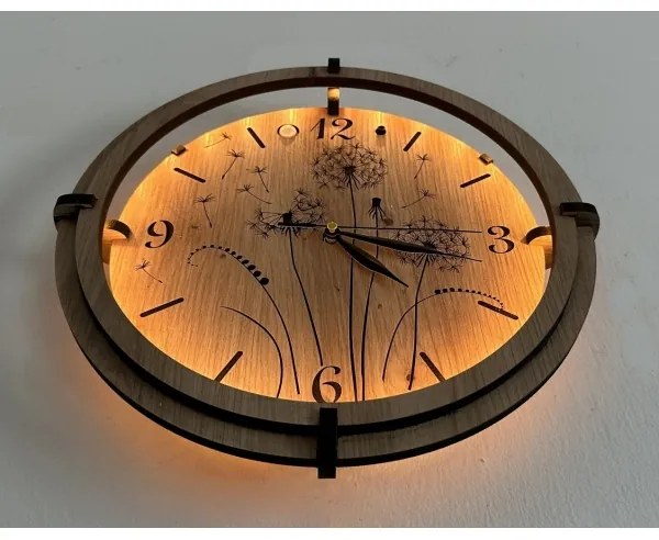 Li-Go 23688/DUB2 - Orologio LED con sensore di movimento, alimentazione 1xAA, diametro 32 cm, finitura in rovere