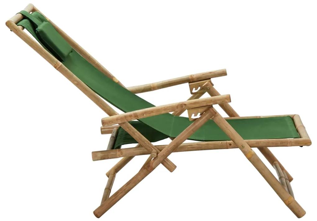 Sedia reclinabile relax verde in bambù e tessuto
