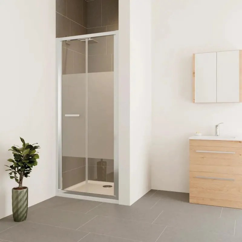 Porta doccia pieghevole L 65-70 cm x H 190 cm per nicchia in vetro trasparente SP. 6 mm, profilo lucido cromo, serie Verve