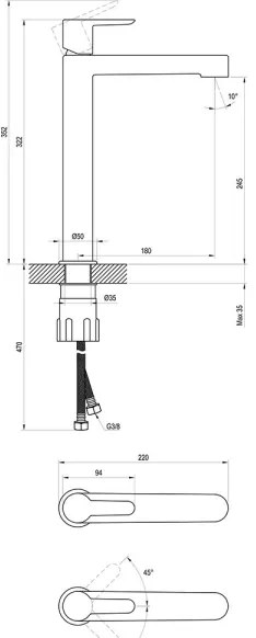 Ravak X070114 - Miscelatore per lavabo PURI 32,2 cm cromo lucido
