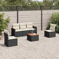 Set Divano da Giardino 6 pz con Cuscini Nero in Polyrattan 3258255