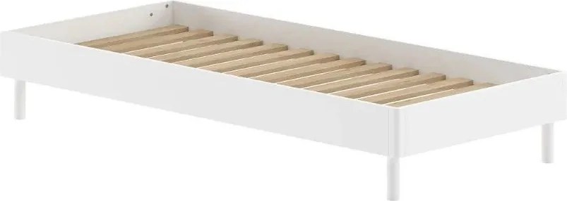 Letto singolo bianco in faggio massiccio senza testiera con rete inclusa 90x200 cm Forrest – Vipack